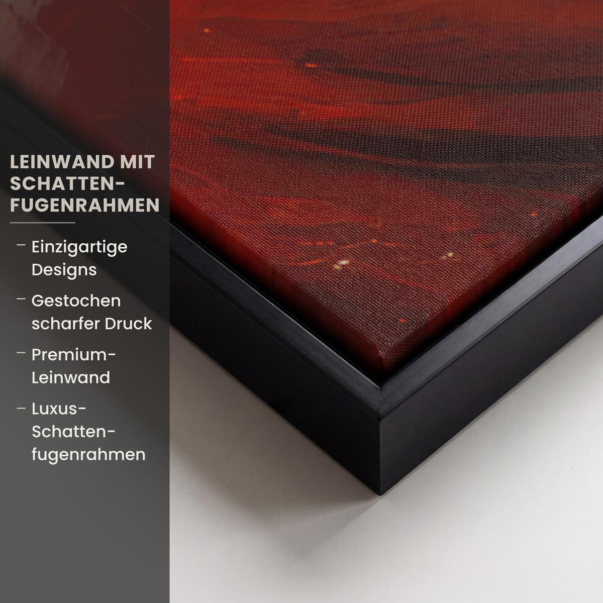 LEINWAND Bilder mit Rahmen - Weihnachten - Weihnachtsmann - Winter - Open Fireside - 90x90 - Dunkelrot, Textil (90/90cm) - MuchoWow