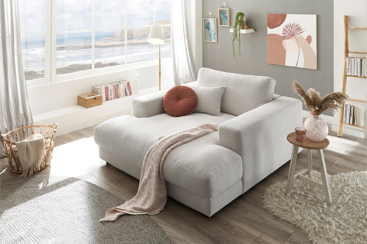 LONGSEAT MADELINE Weiß Cord - Schwarz/Weiß, Kunststoff/Textil (150/86/170cm) - KAWOLA