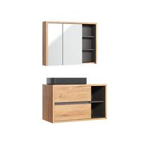 BADMÖBEL 100cm Rigel 2er-Set Holz und Anthrazit - Braun, Holzwerkstoff (100/60/45.5cm) - Petits-meubles