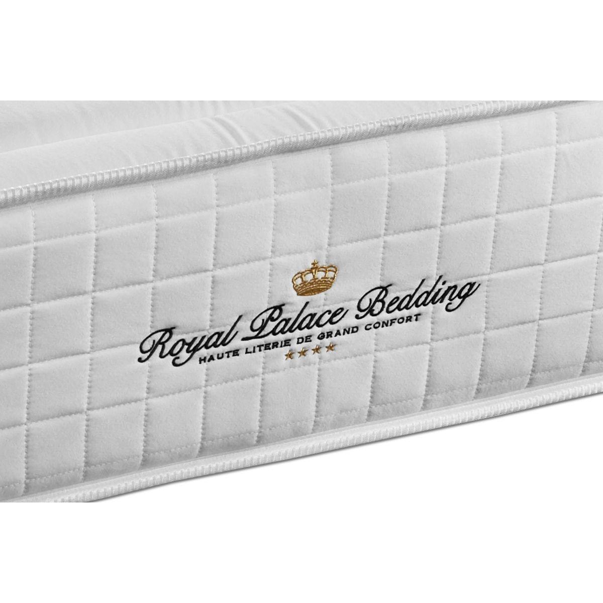 BETT Windsor Taschenfederkern und Memory-Schaum 140 x 200 cm h1 - Kit Bettgestell Schwarz - Mit Kissen und Bettdecke - Beige/Schwarz, Karton/Holz (140/200cm) - ROYAL PALACE BEDDING