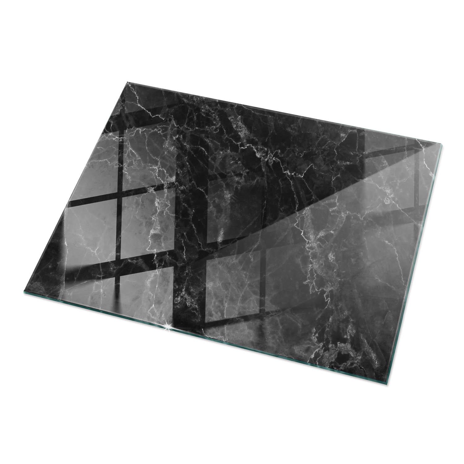 TISCHPLATTE 120x80 cm Marmormuster mit Adern - Schwarz, Glas (0.4/120/80cm) - TULUP