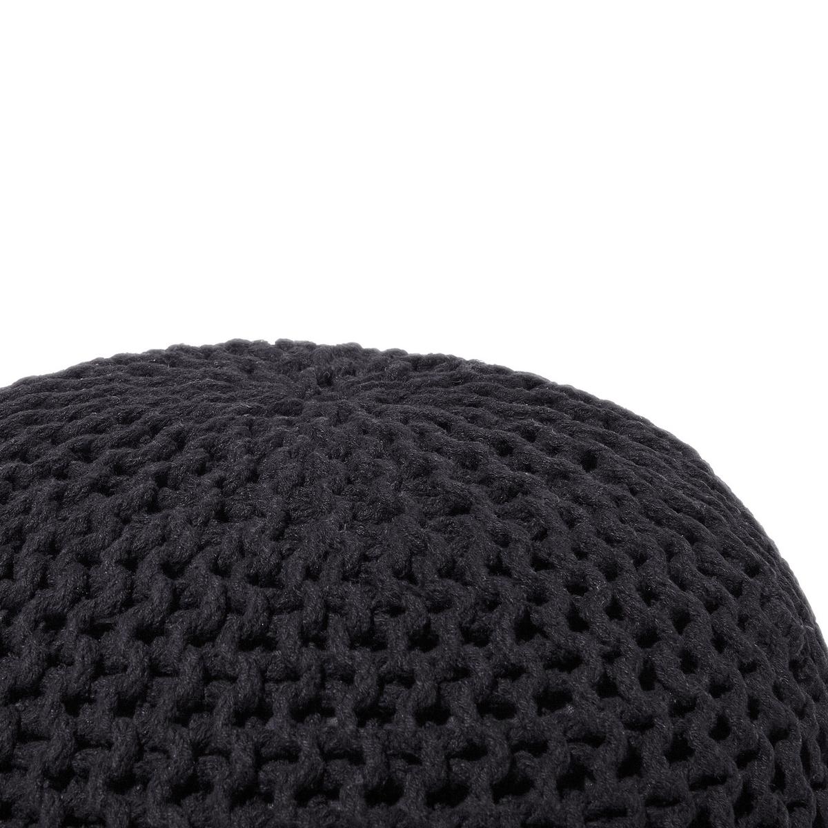 POUF Conrad 50/50/35 cm - Schwarz, Naturmaterialien/Textil (50/35/50cm) - Beliani