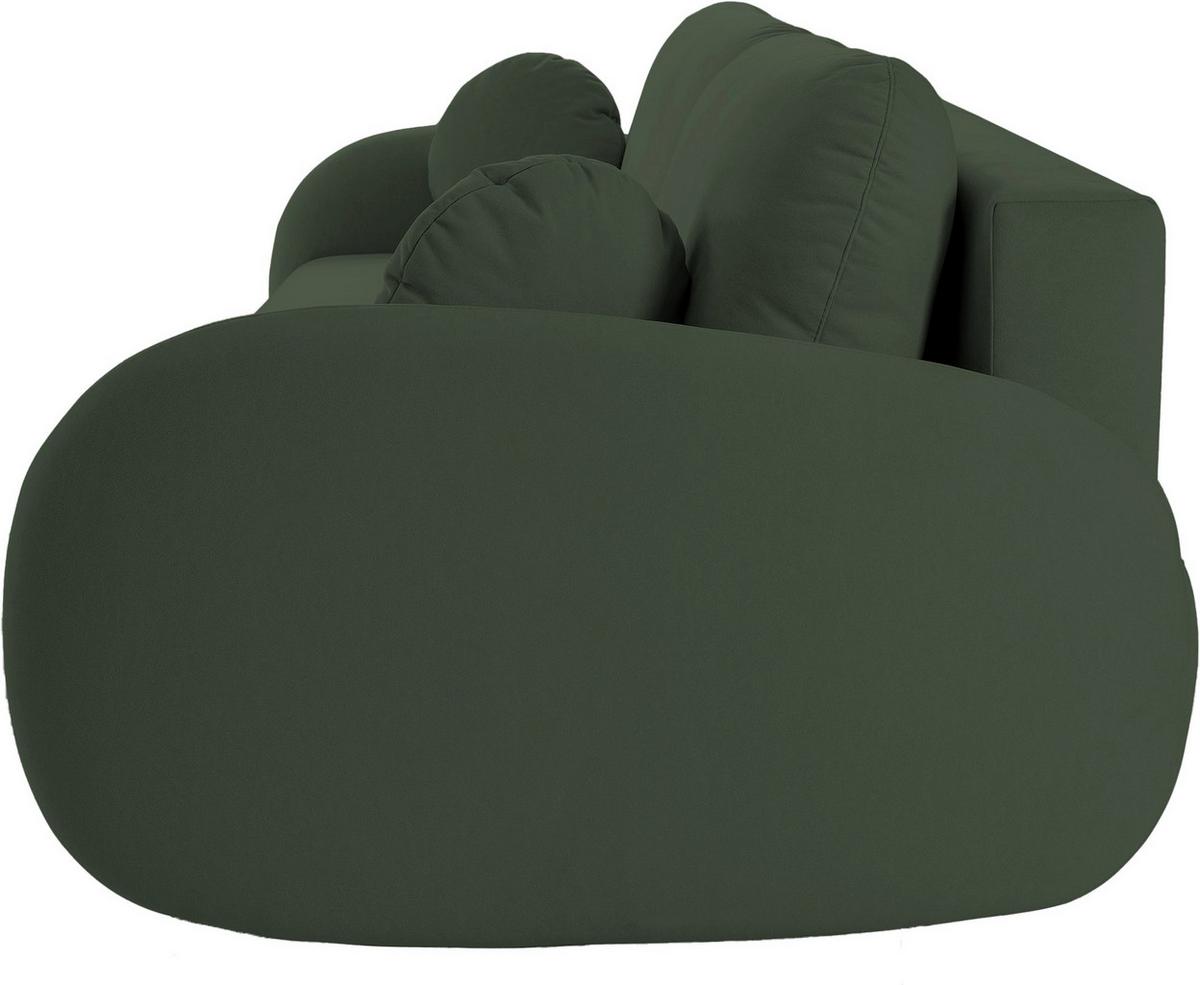 SCHLAFSOFA Bafra Olive Velours - Schwarz/Olivgrün, Holz/Textil (232/92/102cm) - Selsey