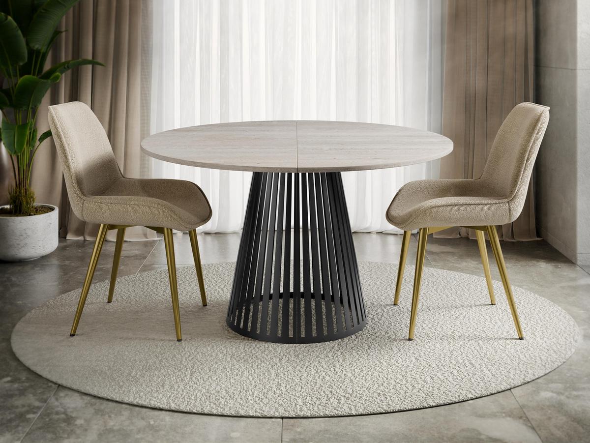 ESSTISCH ausziehbar Cone 100 - Ecru/Schwarz, Holzwerkstoff/Metall (100/100/76cm) - MIRJAN24