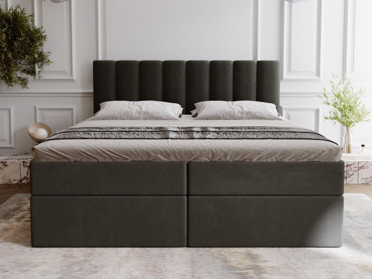 BOXBETT Mocca 160x200 Dunkelgrau - Dunkelgrau, Holz/Textil (160/200cm) - Graingold
