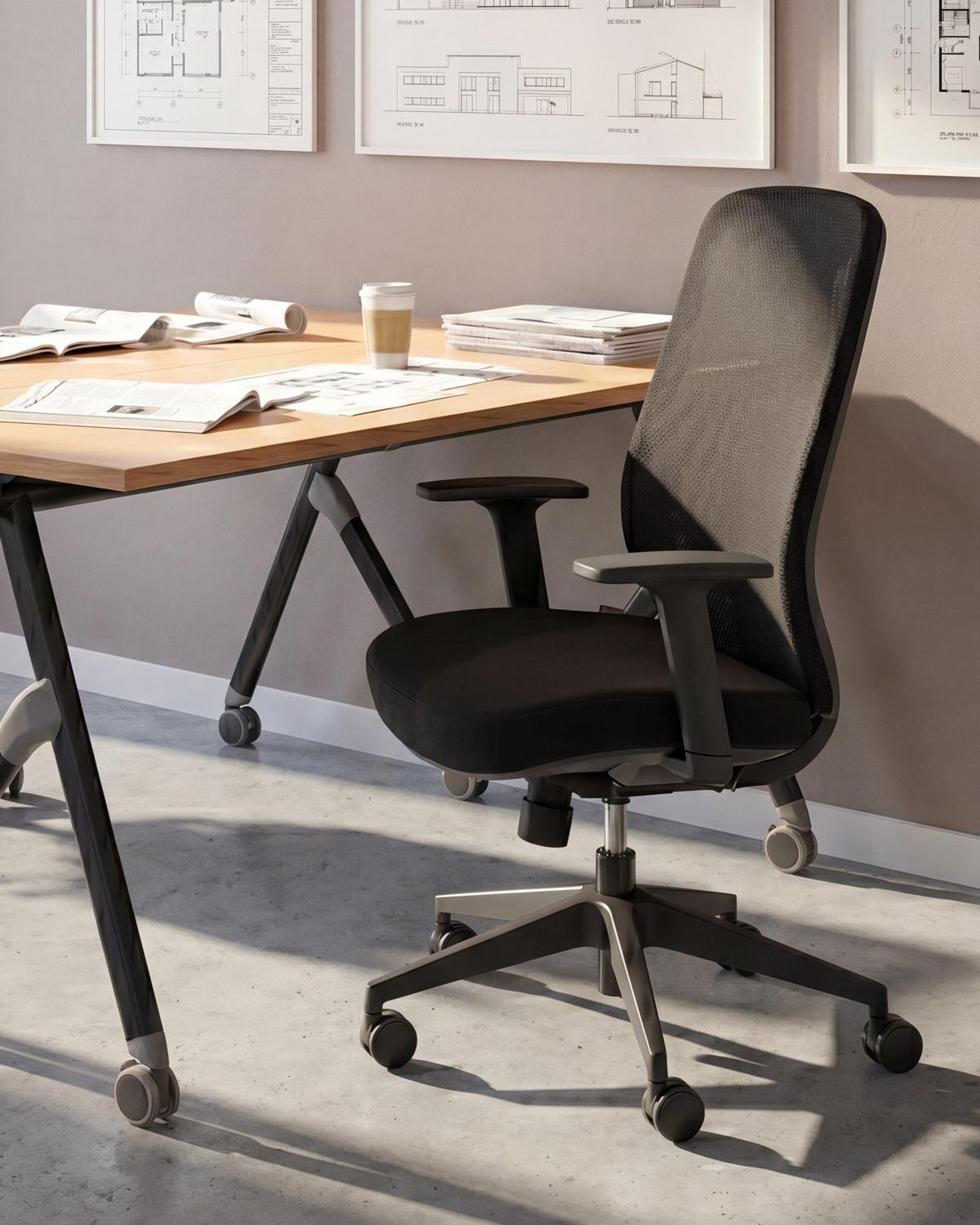 BÜROSTUHL Stoff Schwarz Zelar - Schwarz, Textil (64/115/60cm) - Beliani
