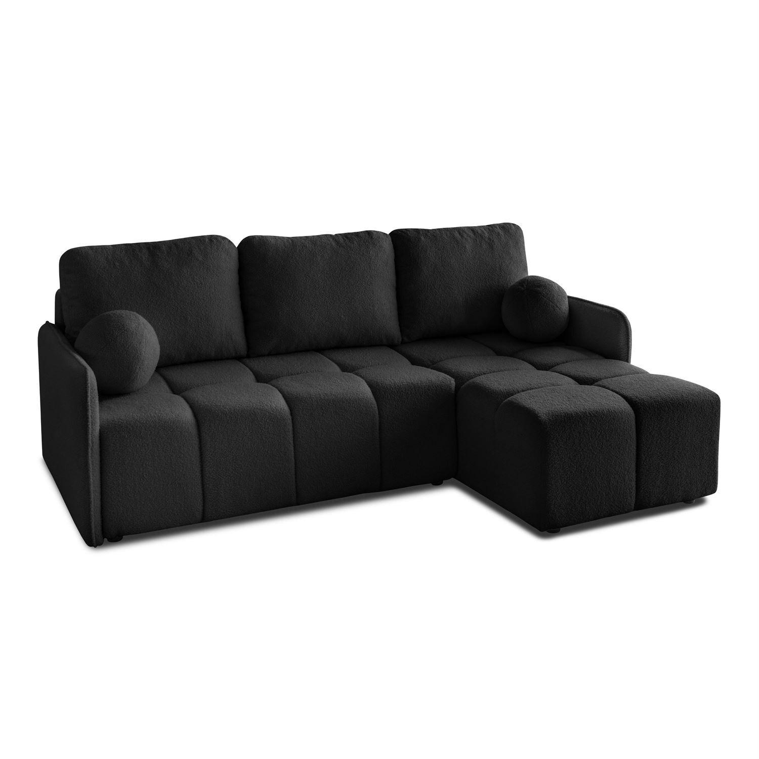 AUSZIEHBARES Ecksofa GAMMA mit Schlaffunktion Quelle 100 - Schwarz, Textil (217/145cm) - Lookway