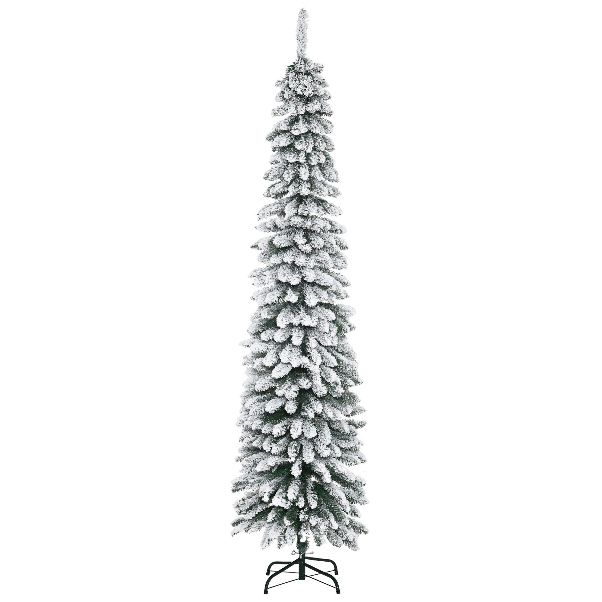 KÜNSTLICHER Weihnachtsbaum, 210 cm Christbaum mit 490 Spitzen für Weihnachten - Weiß/Grün, Kunststoff/Metall (210cm) - HOMCOM