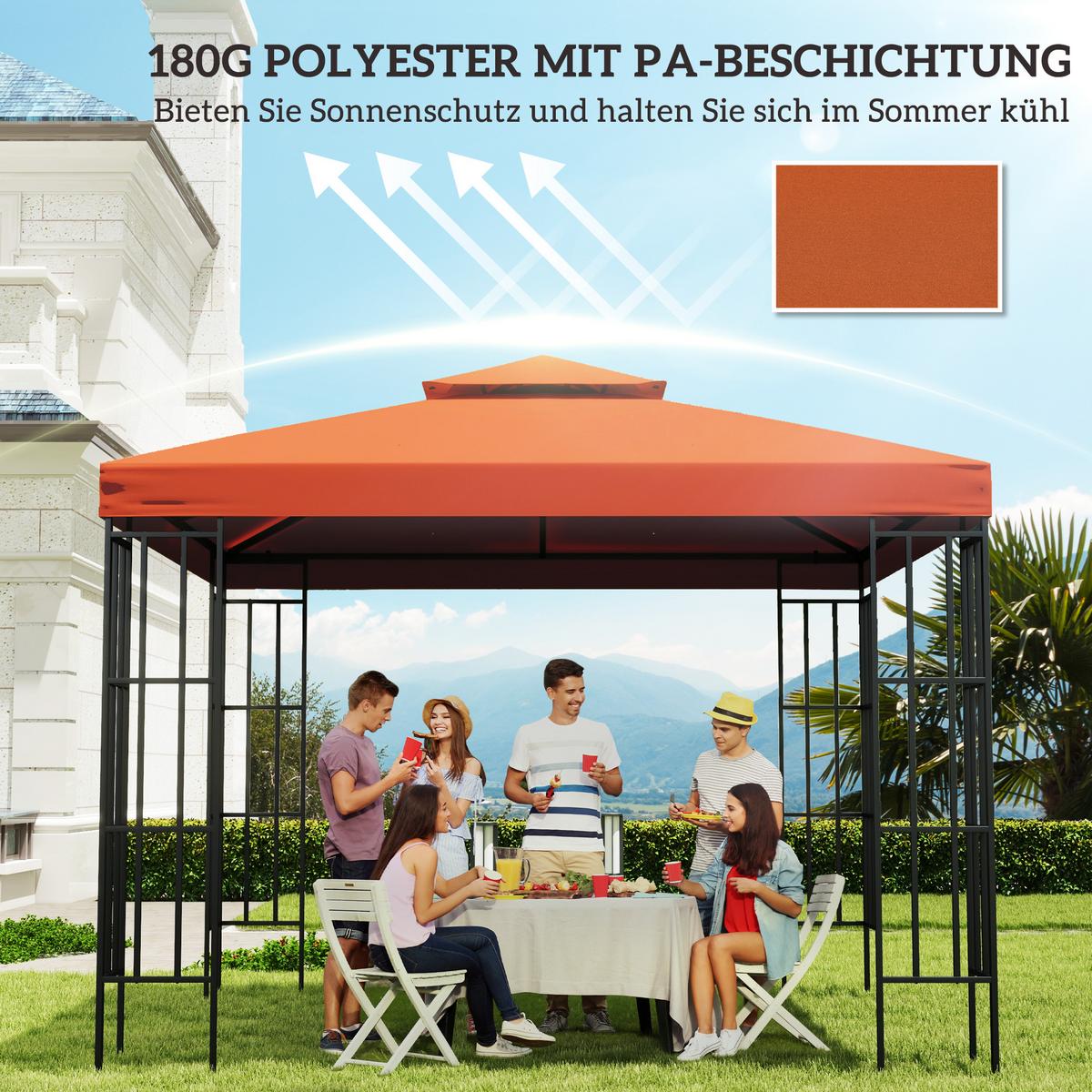 PAVILLONDACH, Polyester, Rostrot - Rot, Kunststoff (300/18/300cm) - Outsunny