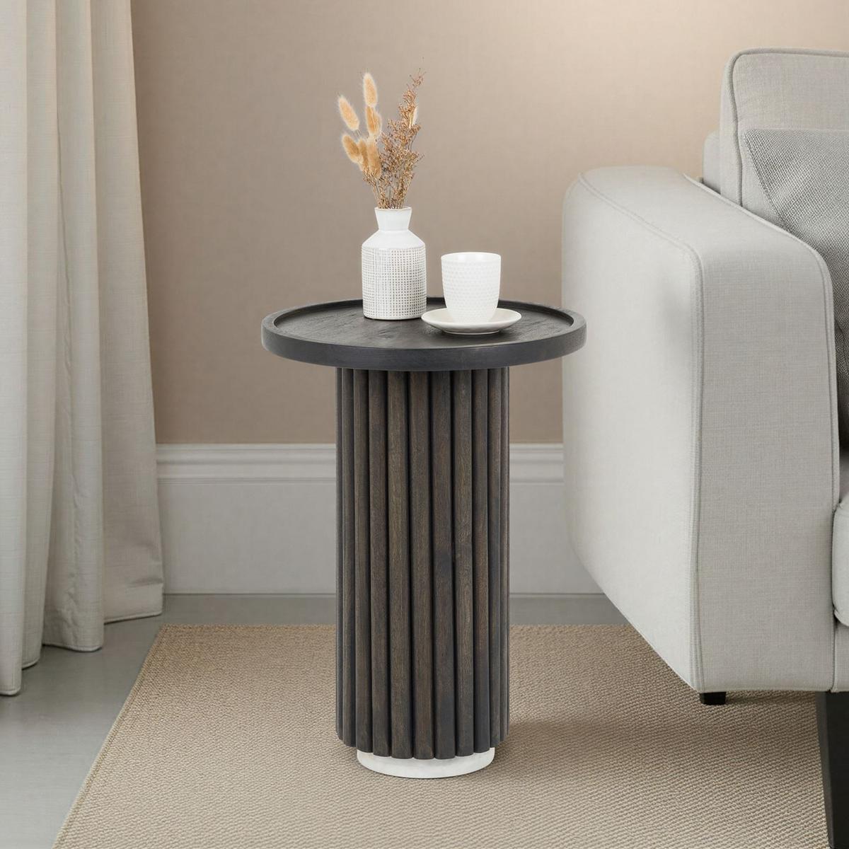 BEISTELLTISCH BEJA braun/weiß - Braun/Weiß, Holz/Naturmaterialen (38/38/53cm) - IDIMEX