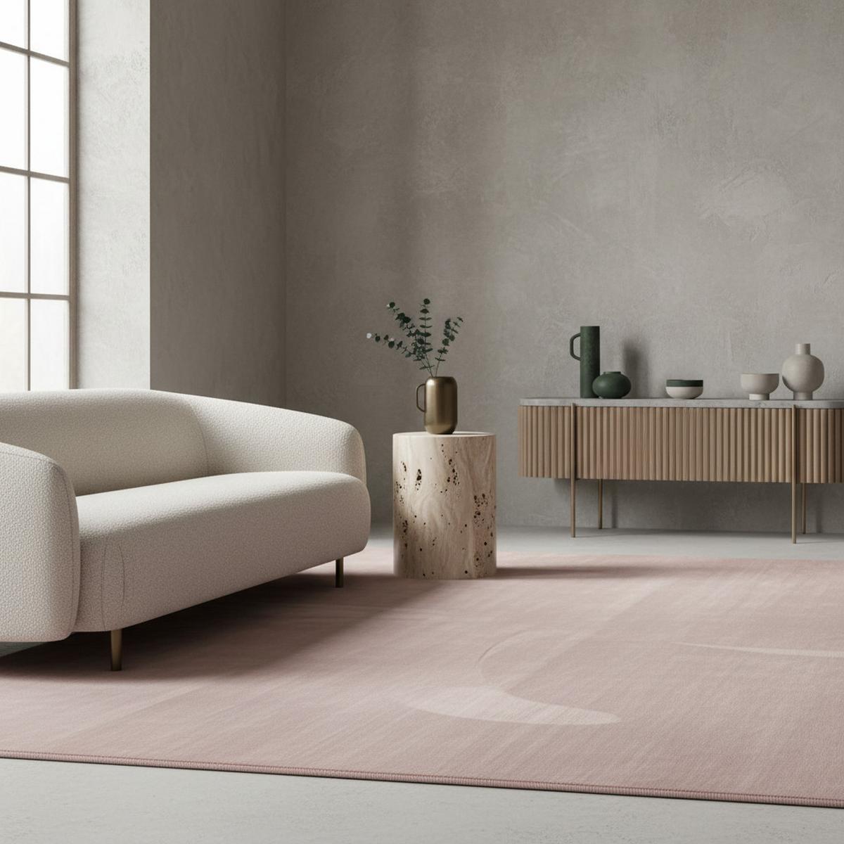 TEPPICH Kurzflor Waschbar LECH in Rosa, einfarbig, 80 x 250 cm - Rosa, Textil (250/80cm) - KADIMA DESIGN