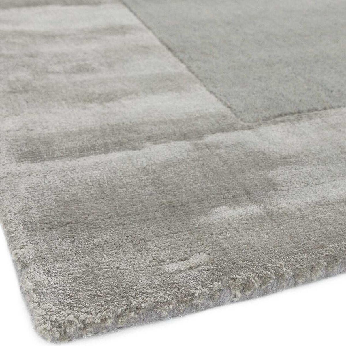 WOLLTEPPICH handgewebt TYNE, mit Bordüre, Silber, 120 x 170 cm - Silberfarben, Textil (120/170cm) - KADIMA DESIGN