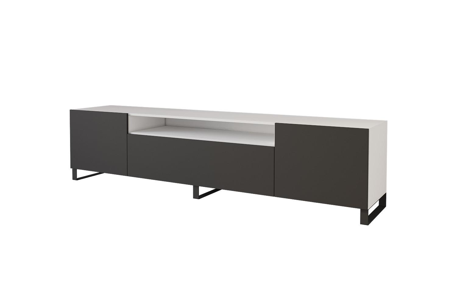 LOWBOARD ELIO-S 200x53x41 cm - Weiß / Schwarz - Anthrazit/Schwarz, Holzwerkstoff (200/53/41cm) - ALTDECOR