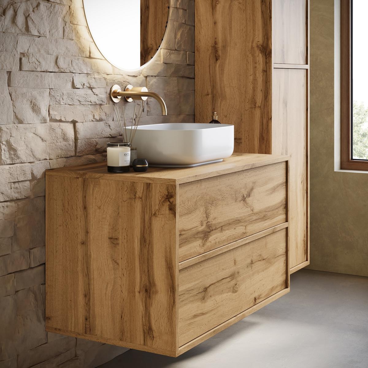 BADMÖBEL-SET Mali 2 Teile Eiche - 80 x 46 x 54 cm Badplaats - Eichefarben, Holz (80/54/46cm) - Badplaats