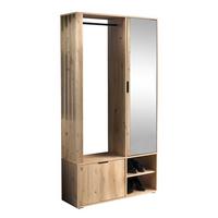 GARDEROBENSCHRANK Milanoir Eiche Artisan 100/189,4/33 cm - Modern mit Spiegel - Hellbraun, Holzwerkstoff/Kunststoff (100/189.4/33cm) - AX Living