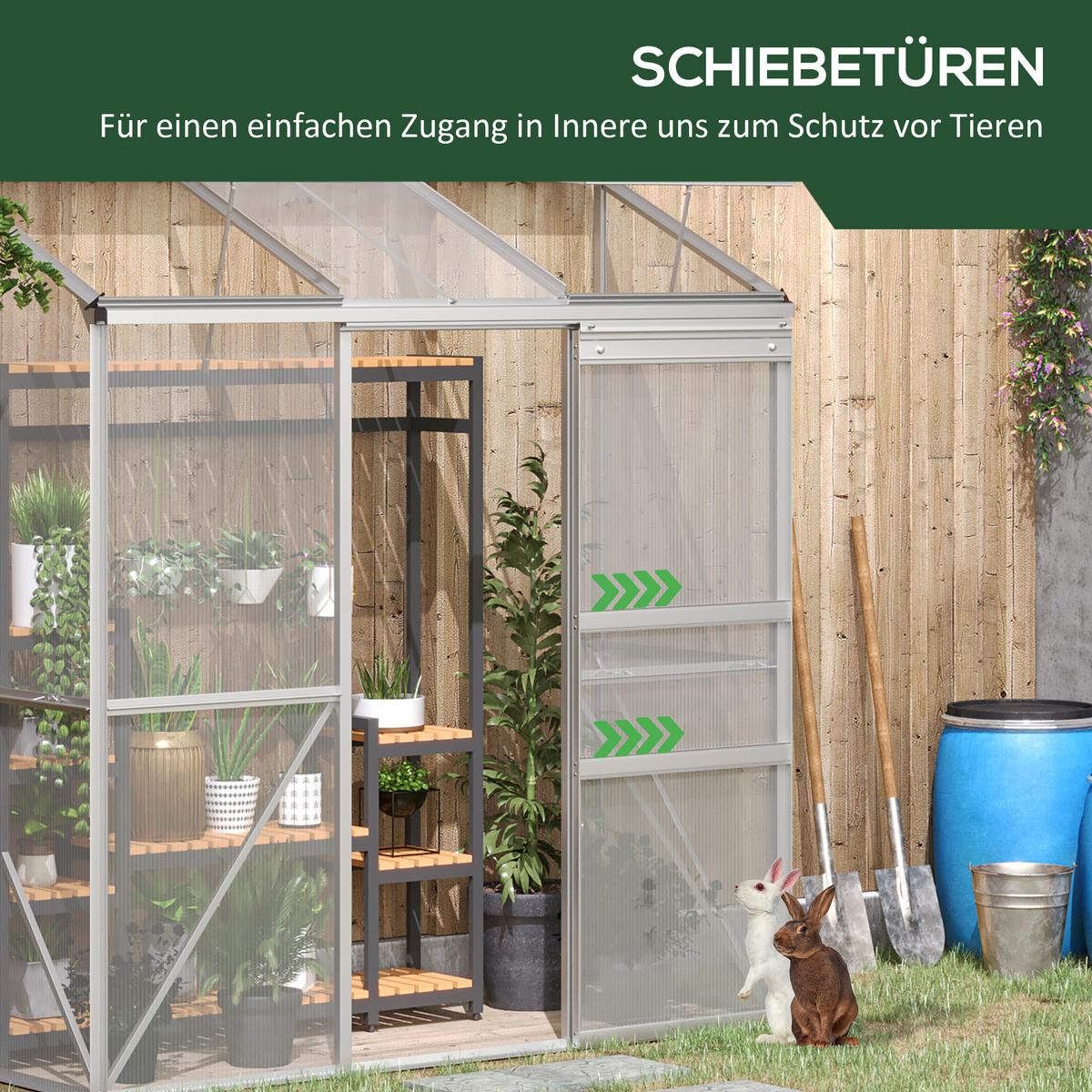 FOLIENGEWÄCHSHAUS, Silber, Aluminium, Polycarbonat - Hellgrau, Metall (68/196/192cm) - Outsunny