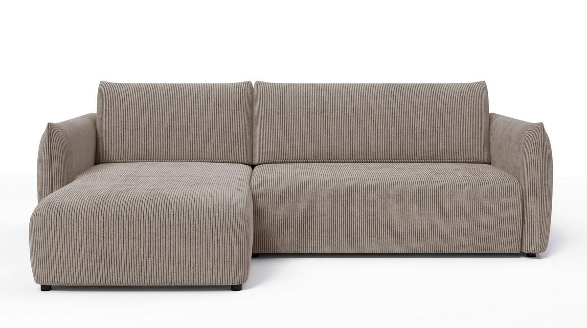 ECKSOFA TAUER 3-Sitzer rechts, taupe - Taupe/Schwarz, Holz/Textil (248/173cm) - Wozimo