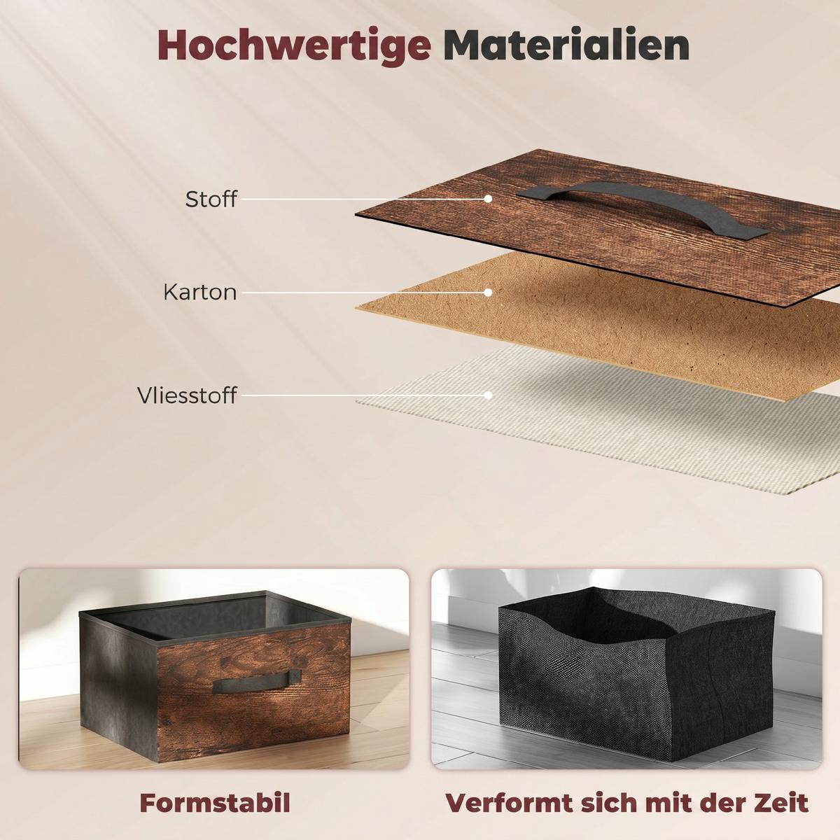 KOMMODE Polyester Metall Rustikal-Braun - Schwarz/Braun, Kunststoff/Textil (30.5/100/84.5cm) - HOMCOM