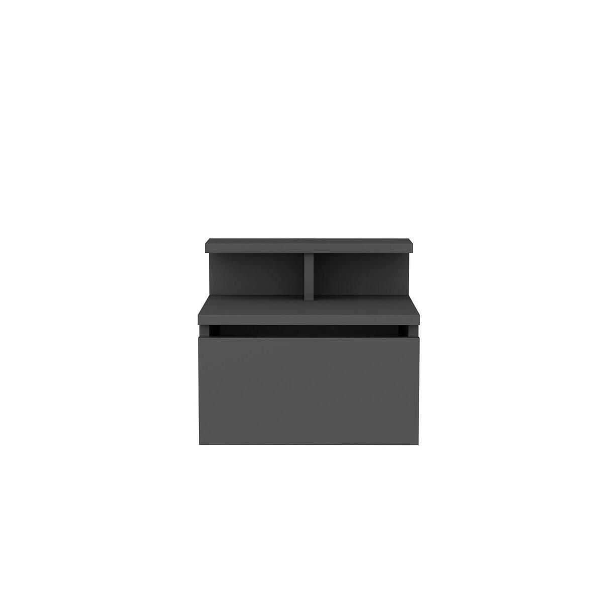 HÄNGENDER Nachttisch, 1 Klapptür Anthrazit B39,8 cm - ALICE - Anthrazit, Holzwerkstoff (31.9/35/39.8cm) - Calicosy