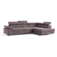 ECKSOFA FAVIEN R-S Lila Velours-Stoff mit Schlaffunktion - Lila, Holz (257/190cm) - MASSENO