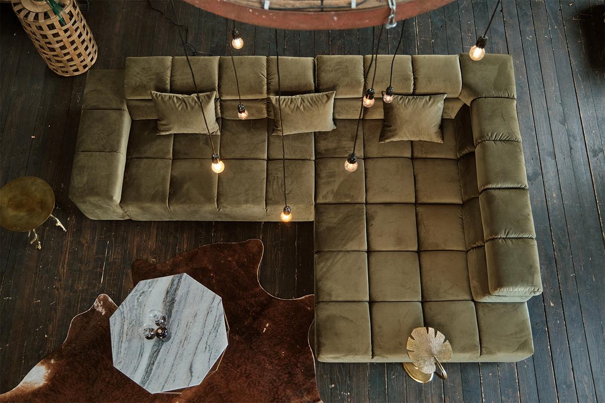 ECKSOFA NEVADA Hellgrün Velvet - Schwarz/Hellgrün, Textil (319/215cm) - KAWOLA
