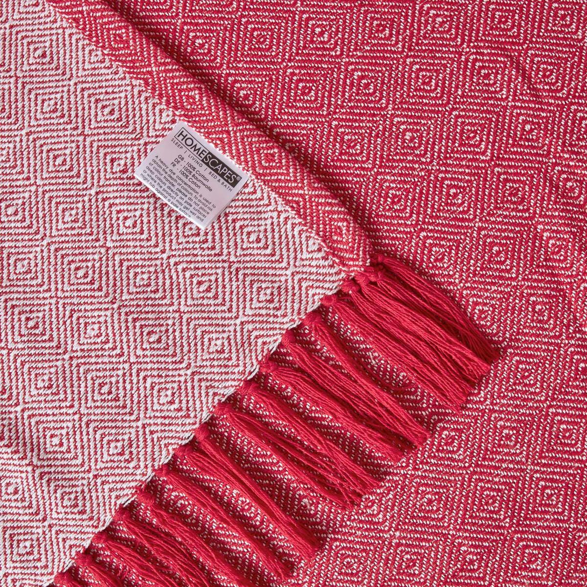 ÜBERWURF Malda 255/360 cm, Baumwolle mit Rautenmuster - Rot, Textil (255/360cm) - Homescapes