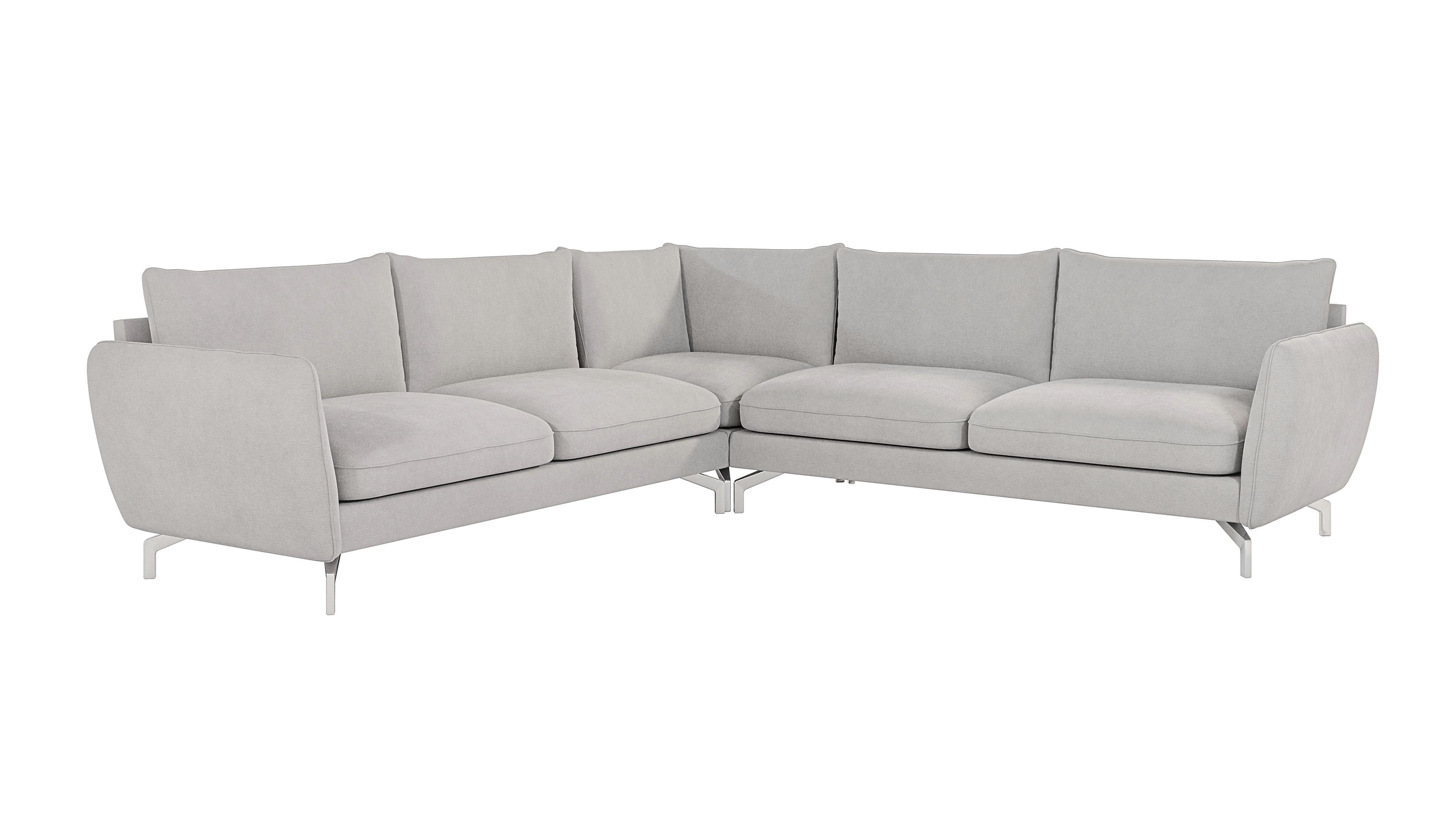 ECKSOFA Elou Silber Microfaser - Chromfarben/Silberfarben, Holz/Textil (276/276cm) - S-Style