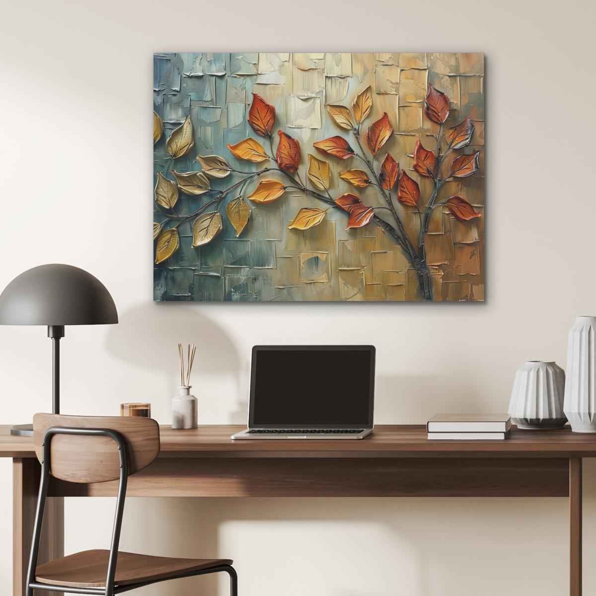 AKUSTIKBILD Baum - Abstrakt - Natur - Kunst Gemälde 80x60 cm - Goldfarben, Kunststoff (80/60/0.9cm) - MuchoWow