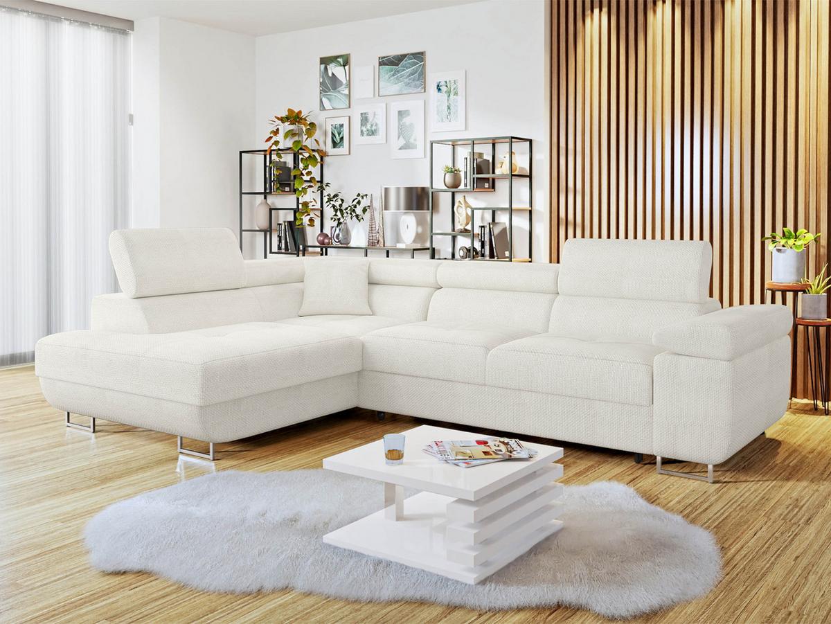 ECKSOFA Torezio, Seite: Links - Ecru, Holz/Textil (274/203cm) - MIRJAN24