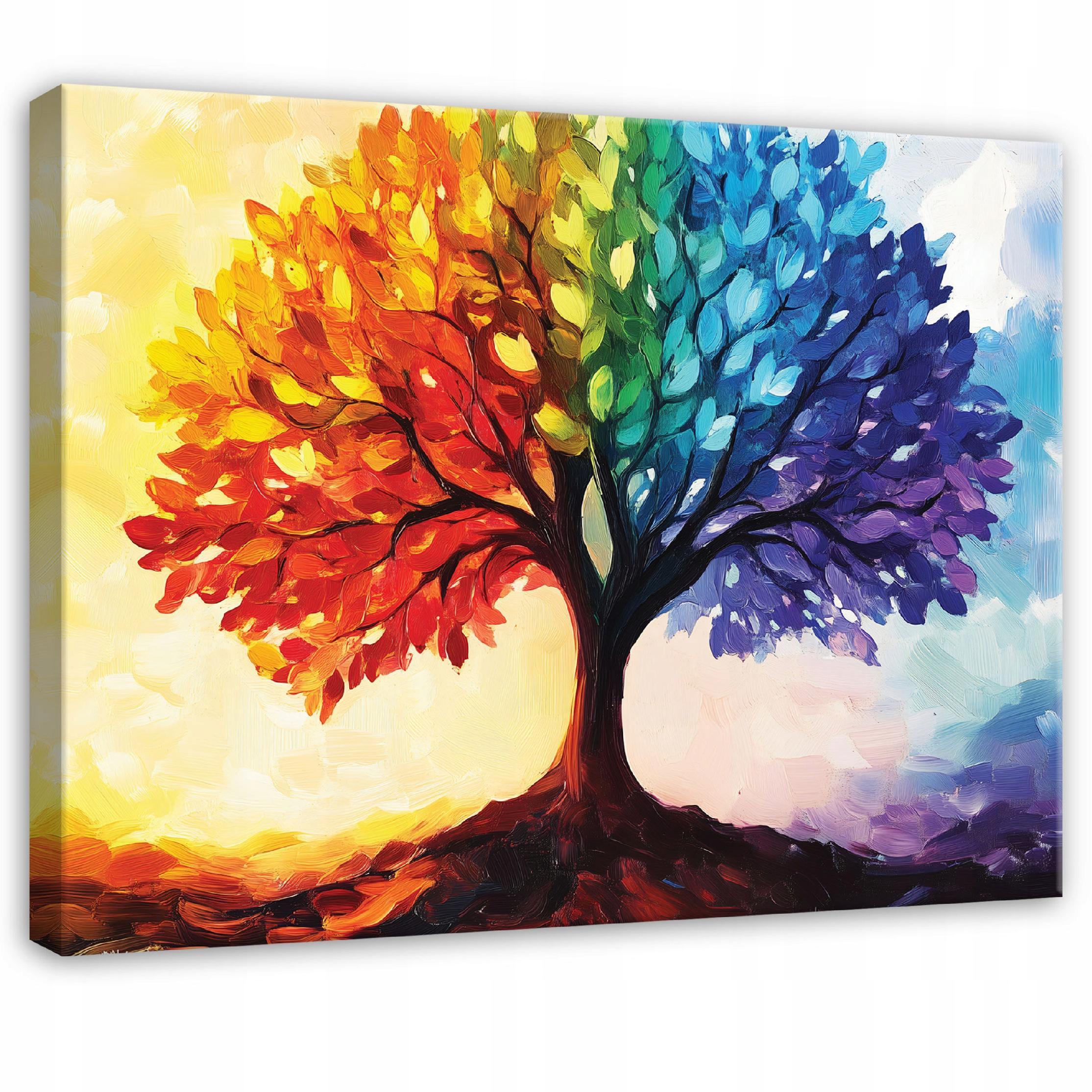 BILDER Abstrakt Baum des Lebens Modern Wohnzimmer 60x40 - Multicolor, Holzwerkstoff (60/40cm) - Wallarena