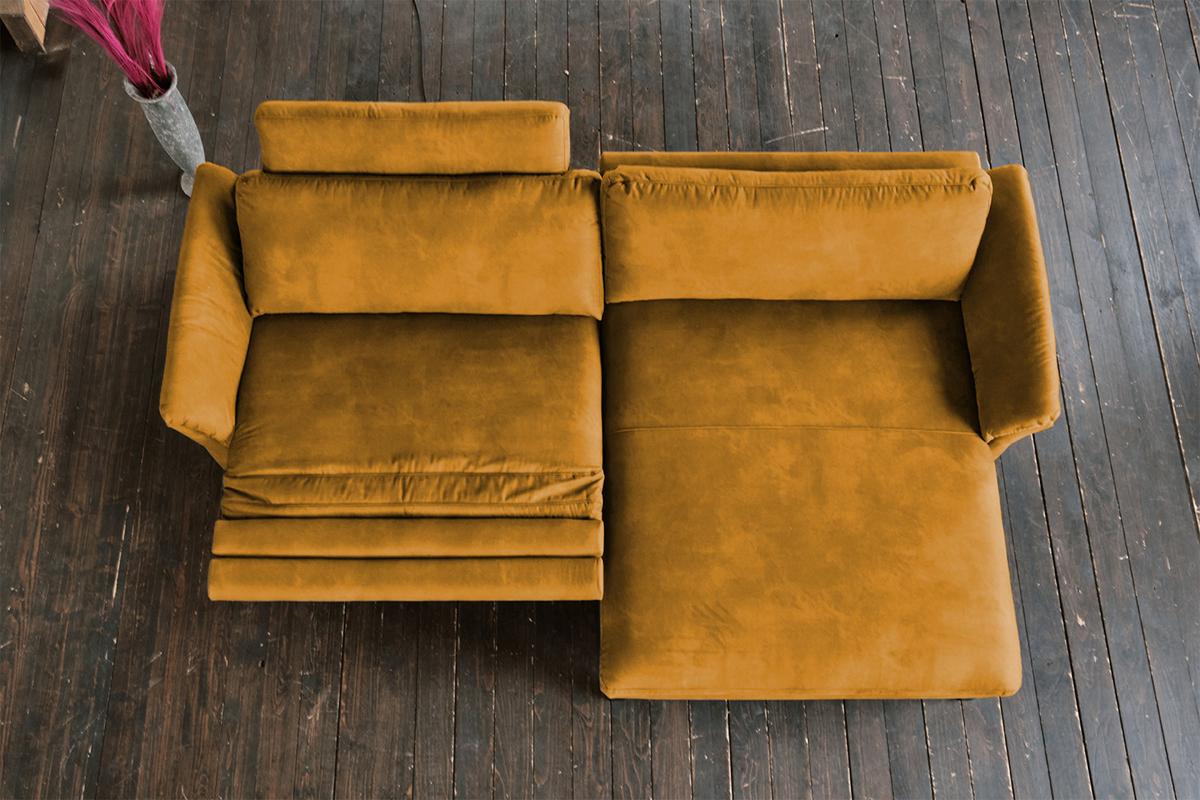 ECKSOFA MIT MOTORISCHER RELAXFUNKTION MALTA Gold Webstoff Relaxfunktion - Goldfarben/Schwarz, Buchenholz/Textil (302/175cm) - KAWOLA