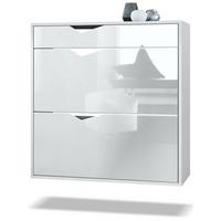 SCHUHSCHRANK Kolmio Fronten in Weiß Hochglanz - Weiß Hochglanz, Holzwerkstoff (85/87/33cm) - Vladon