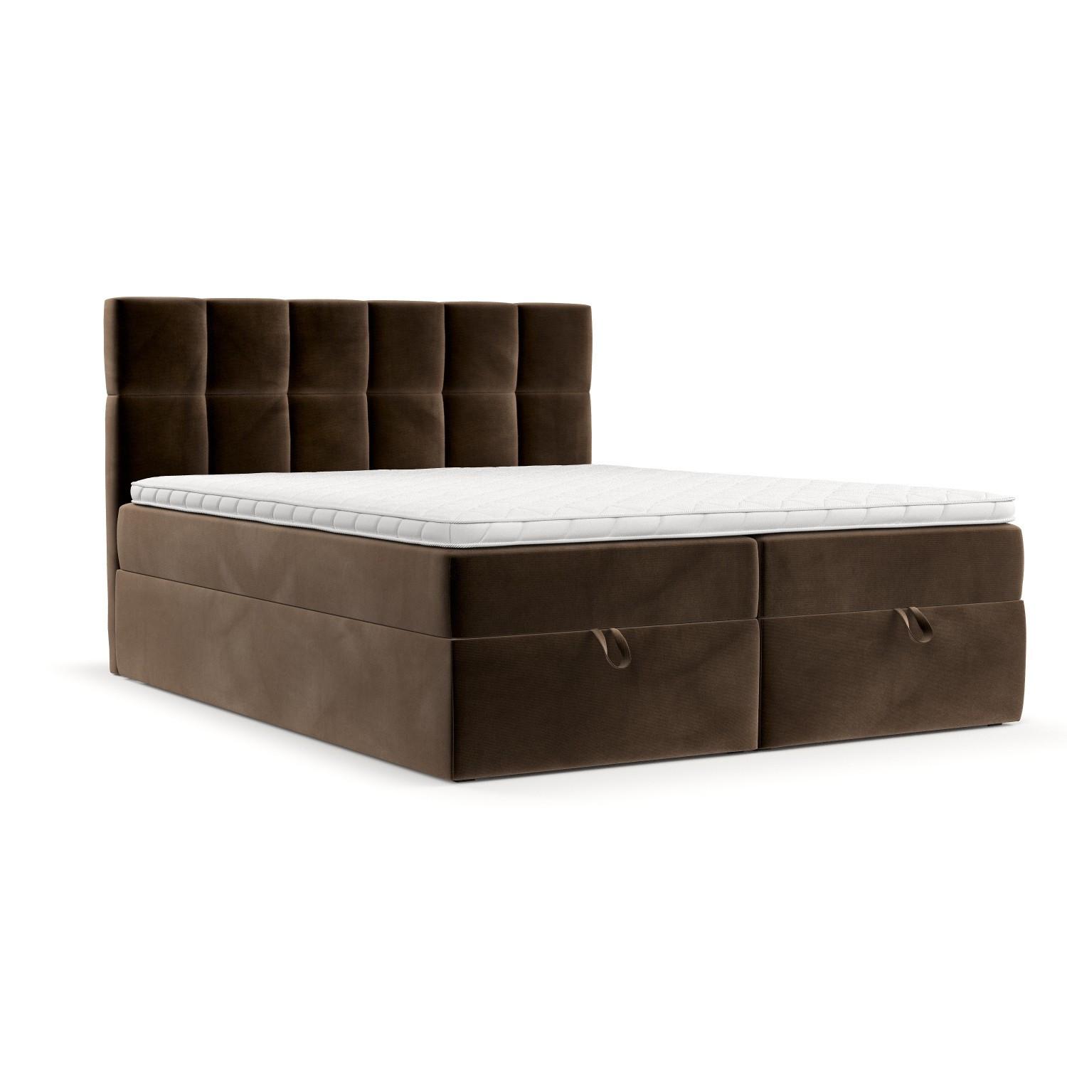 BOXBETT Savio 140/200 cm Braun im Kronos Stoff - Schwarz/Braun, Holz/Holzwerkstoff (140/200cm) - AltaBeds