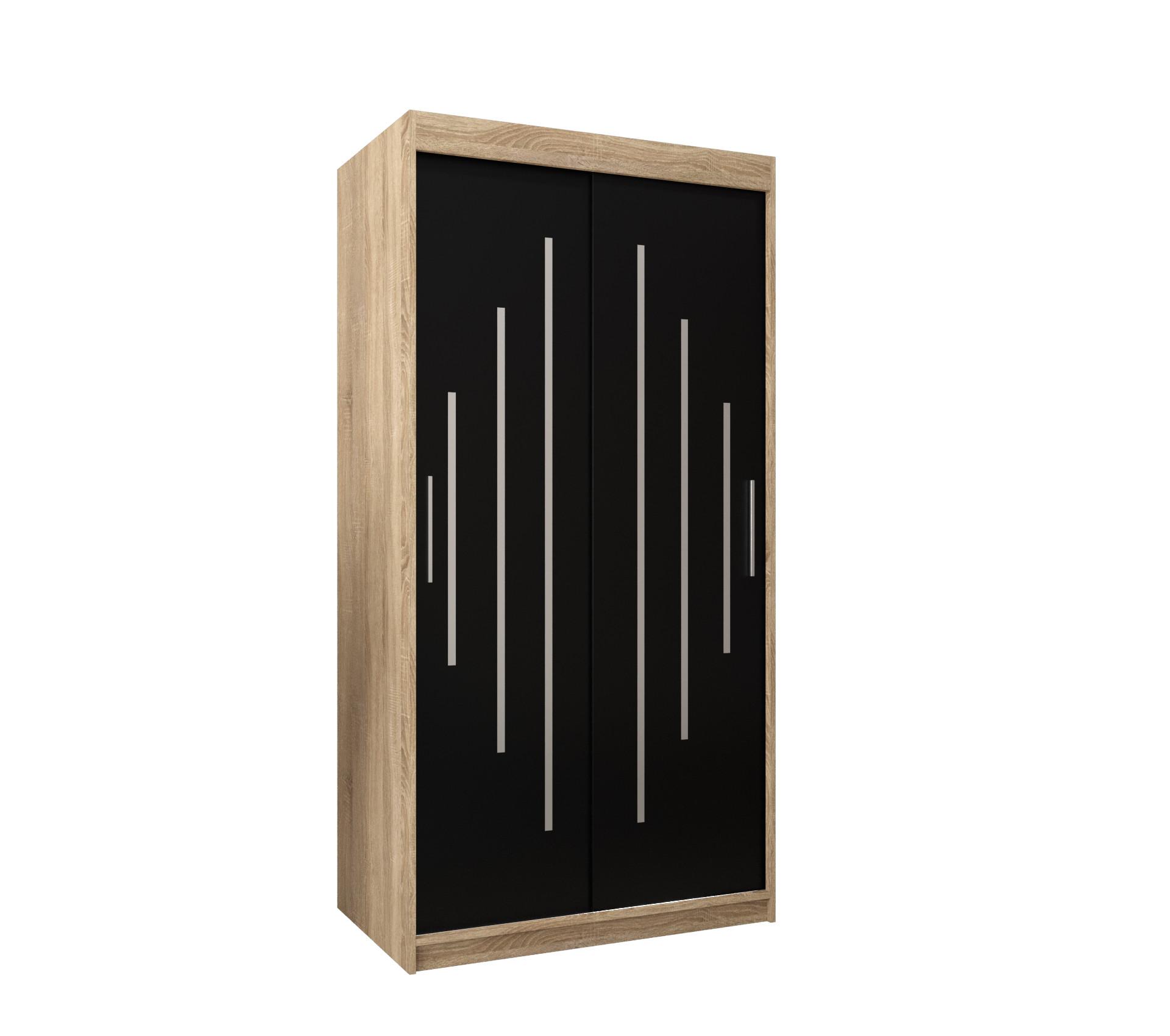 SCHWEBETÜRENSCHRANK 200/100/62 2-türig - Silberfarben/Schwarz, Holz/Kunststoff (100/200/62cm) - Abiks Möbel