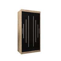 SCHWEBETÜRENSCHRANK 200/100/62 2-türig - Silberfarben/Schwarz, Holz/Kunststoff (100/200/62cm) - Abiks Möbel
