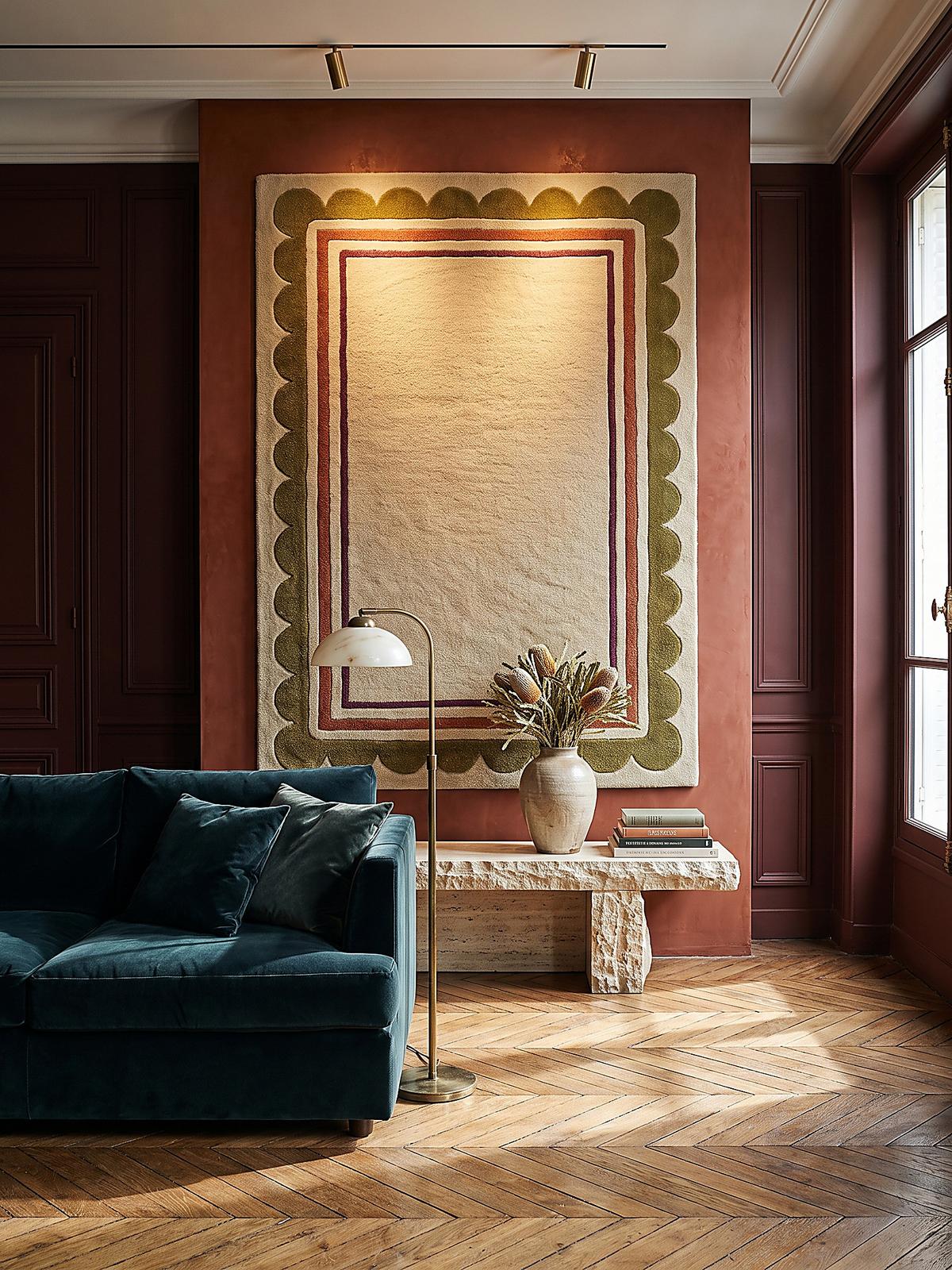 TEPPICH aus Wolle, handgetuftet, WENSUM, in Beige-Multicolor, Scallop-Bordüre, 120 x 170 cm - Beige, Textil (120/170cm) - KADIMA DESIGN