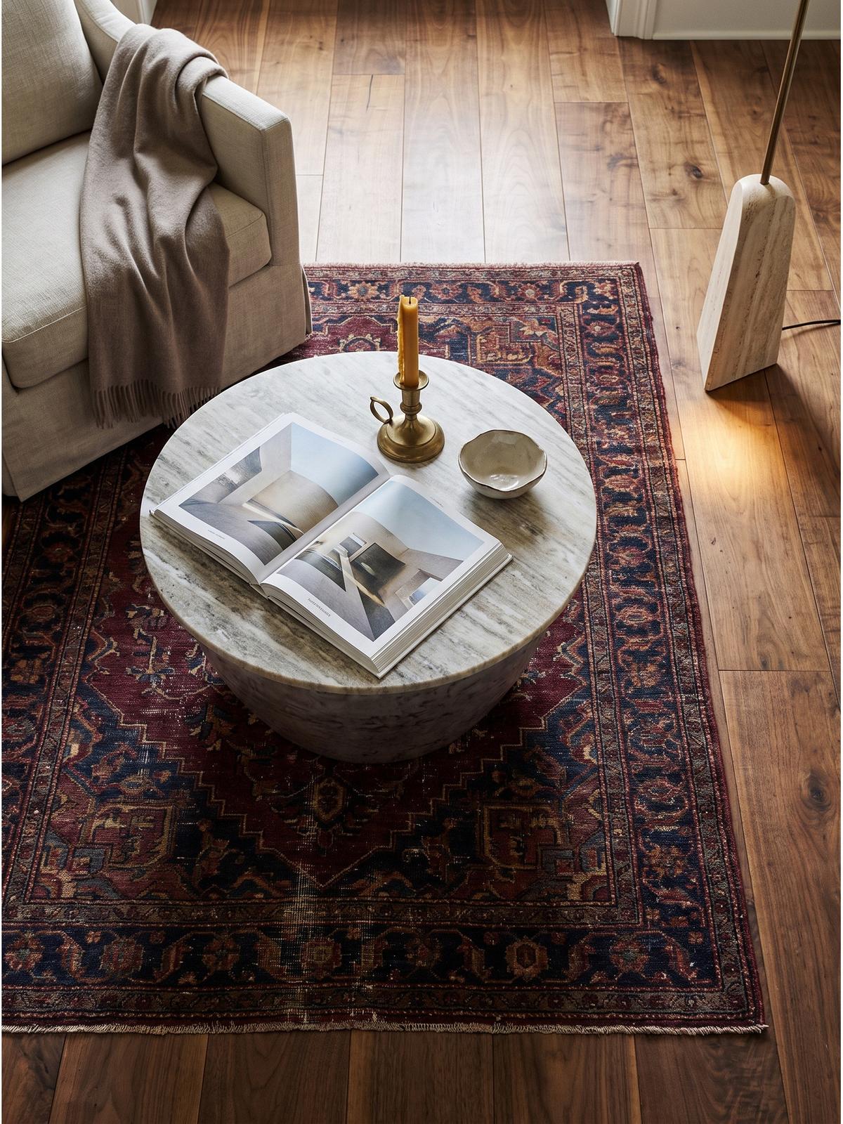 COUCHTISCH HAVEL, Marmor, handgefertigt, Beige-Silber, Ø 60 x 34 cm - Silberfarben, Stein/Metall (60/60/34cm) - KADIMA DESIGN