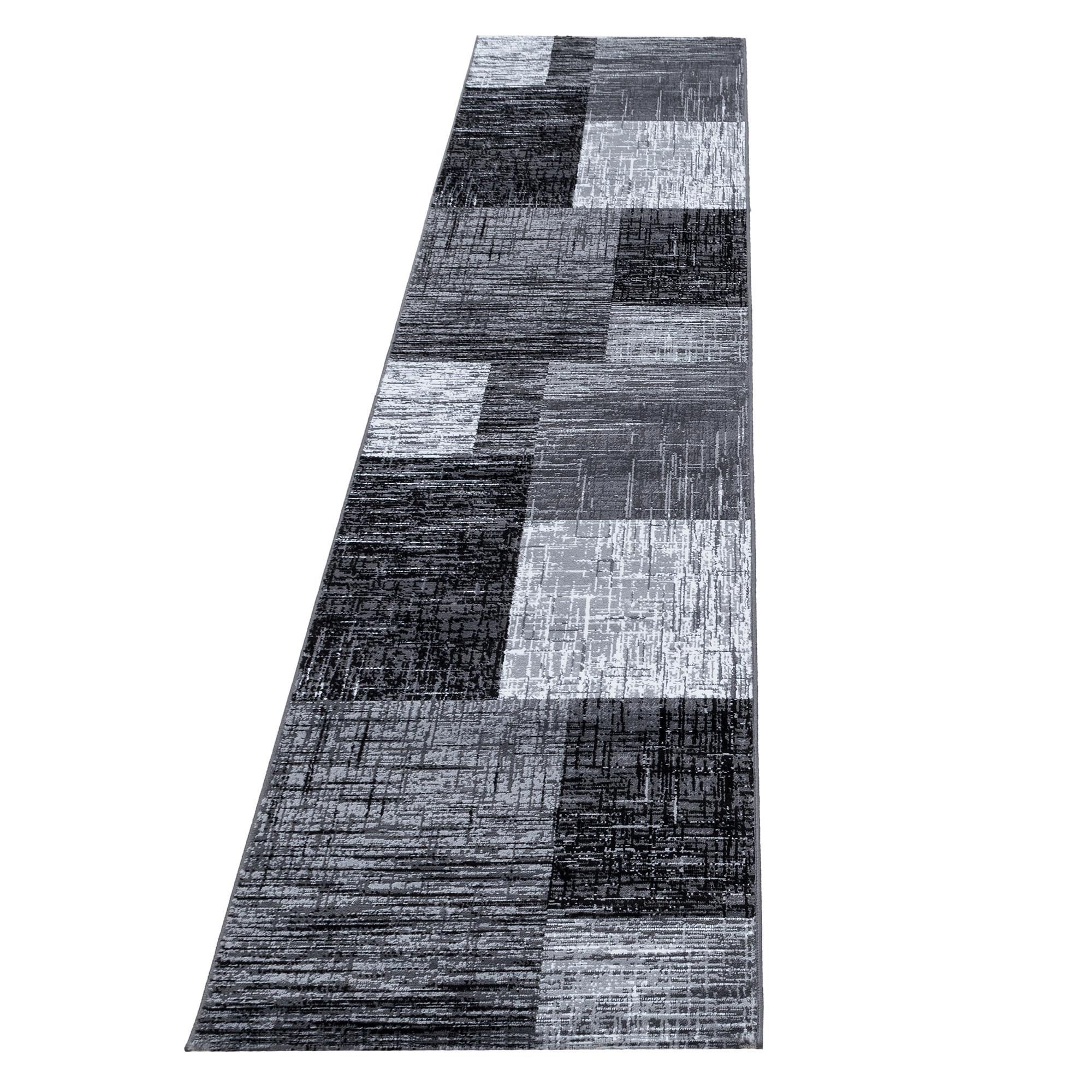 TEPPICH Kurzflor INN in Schwarz, abstrakt kariert, 80 x 300 cm - Schwarz, Textil (80/300cm) - KADIMA DESIGN