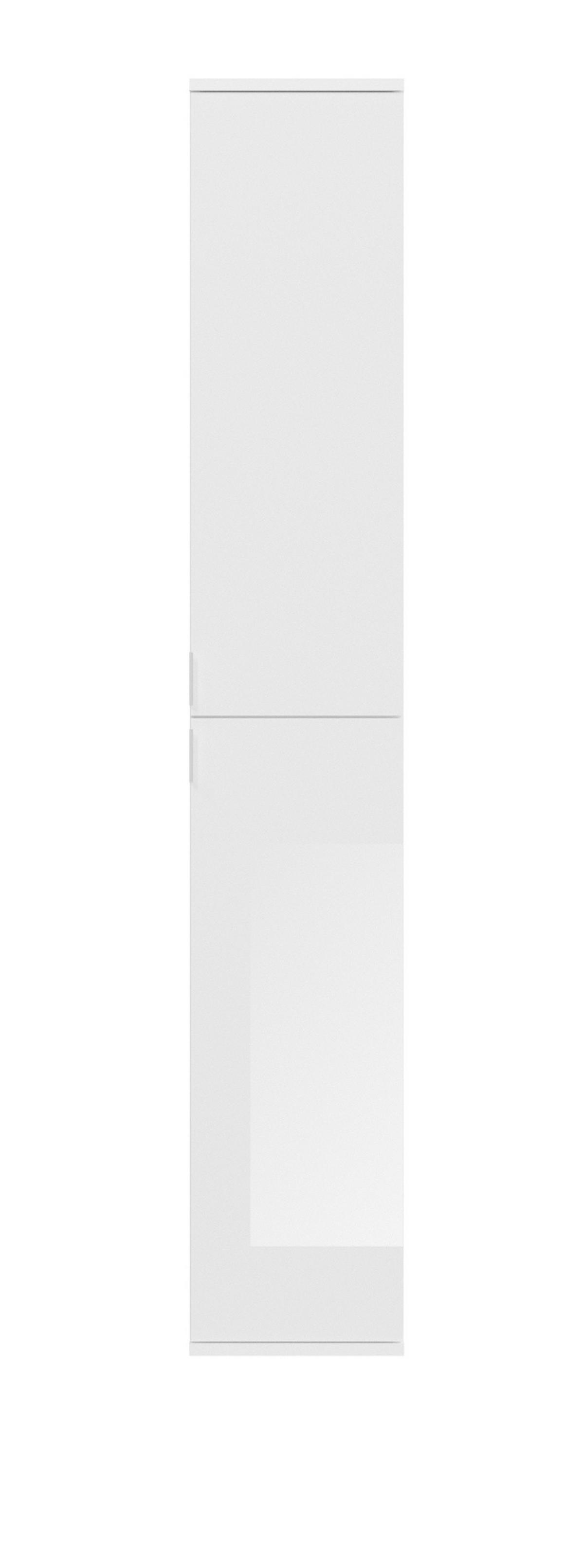 KLEIDERSCHRANK weiß Hochglanz 30 cm, Flurschrank mit 6 Fächern - Chromfarben/Weiß Hochglanz, Holzwerkstoff/Metall (30/193/34cm) - Inn.Furn