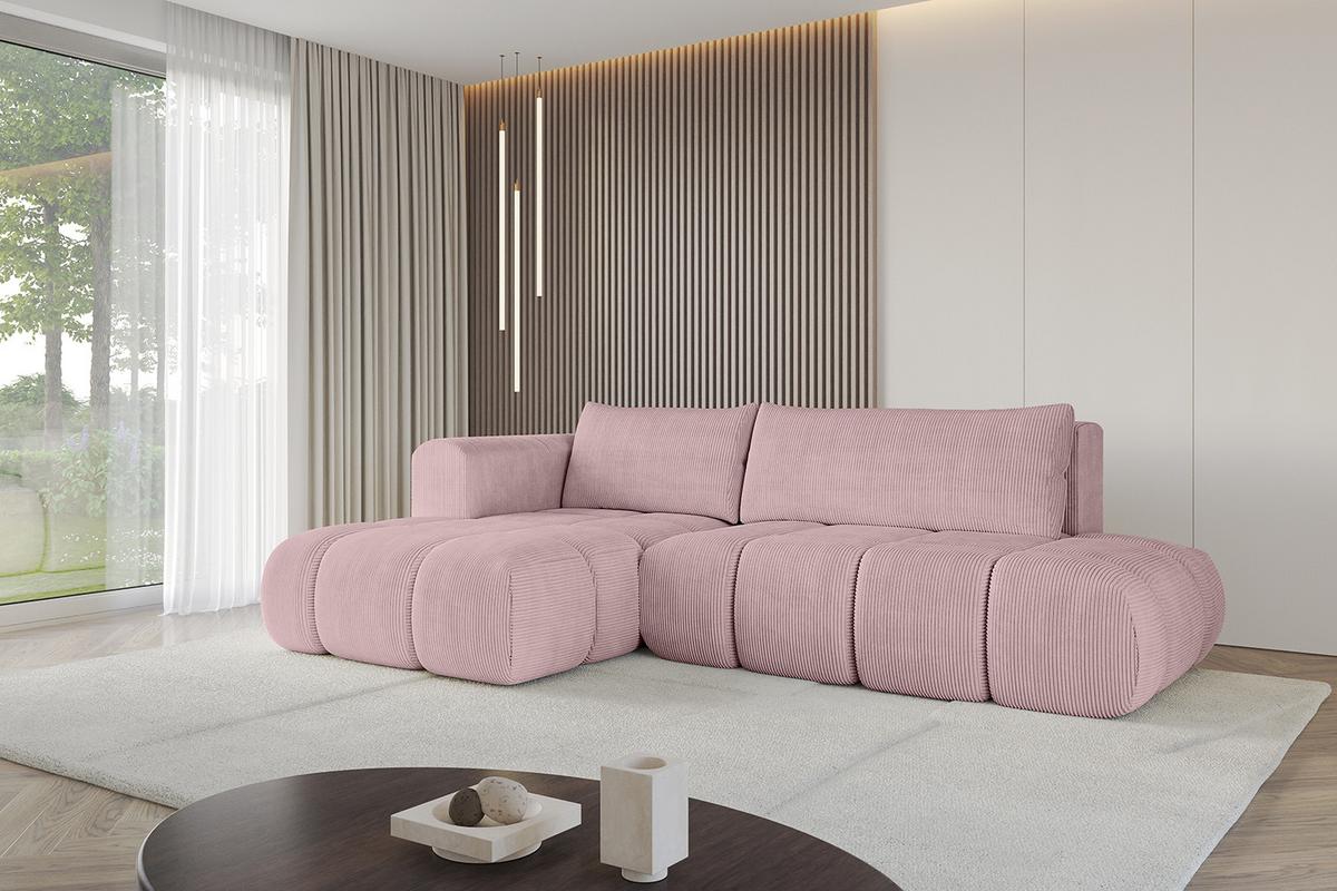 ECKSOFA Ottomane Links CLOUD-L 280x185x90 Rosa Cord - Rosa, Holzwerkstoff/Kunststoff (180/289cm) - ALTDECOR