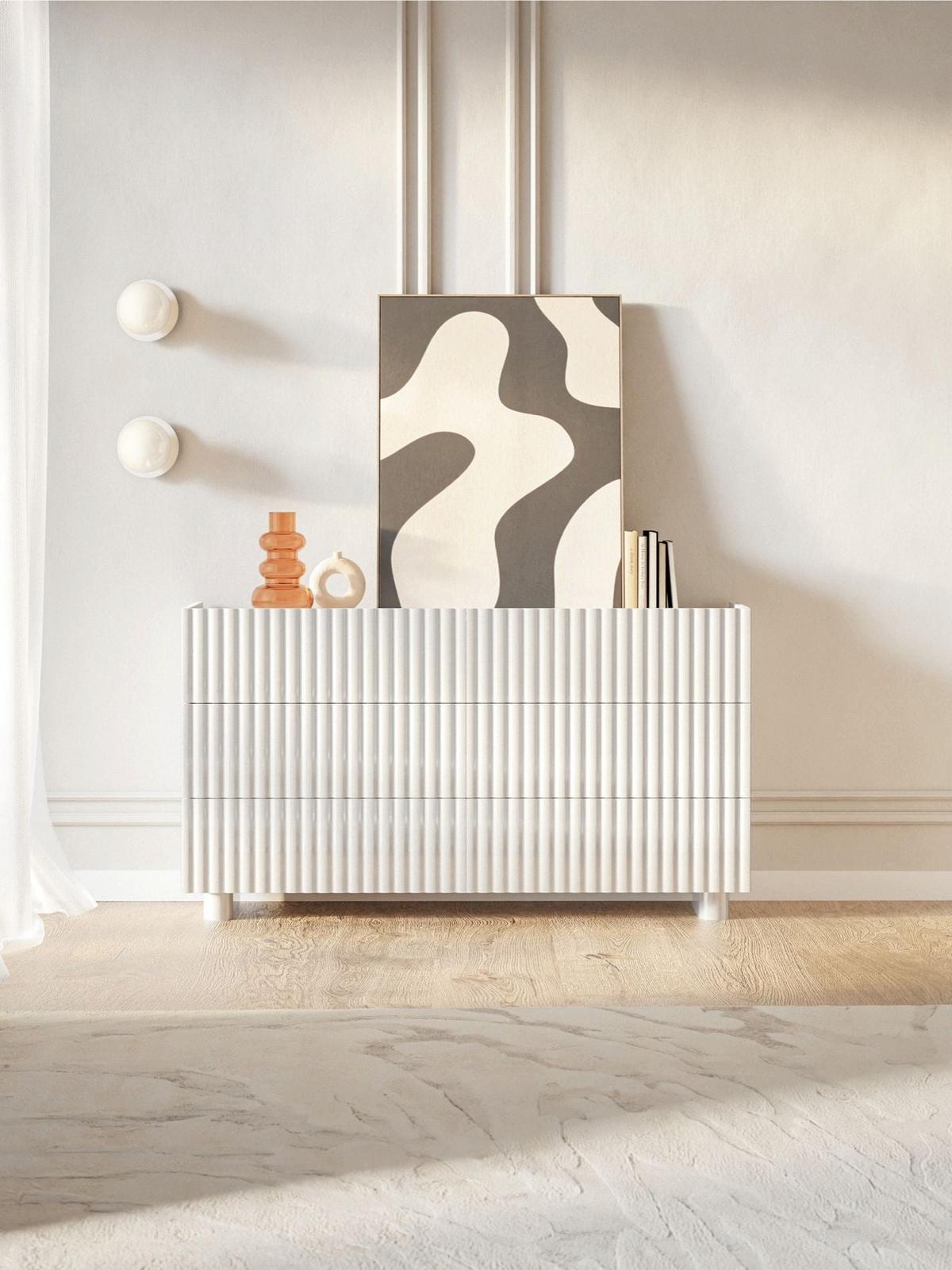 KOMMODE Fiorra Weiß Hochglanz, 147 cm - Weiß, Holzwerkstoff (144/84/38.8cm) - Selsey