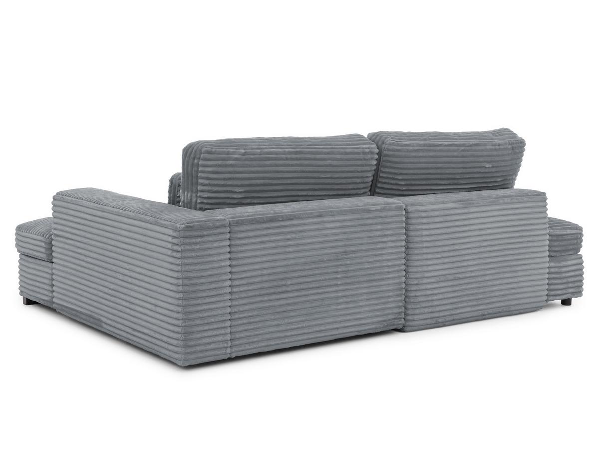 ECKSOFA Wolke mit tiefer Sitzfläche, Schlaffunktion und praktischem Bettkasten aus weichem Grau Cordstoff - Schwarz/Grau, Holz/Kunststoff (225/162cm) - S-Style