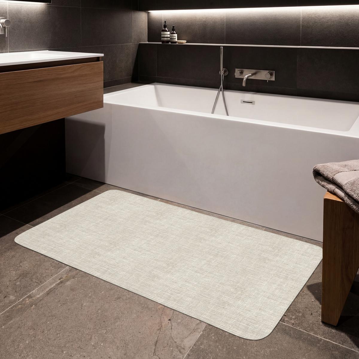 BADEMATTE Leinen - Textur - Beige 120x60 cm - Beige, Textil (120/60cm) - OnlyWow