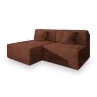 ECKSOFA FIORO Braun Kordstoff mit Schlaffunktion - Braun, Holz (204/148cm) - MASSENO