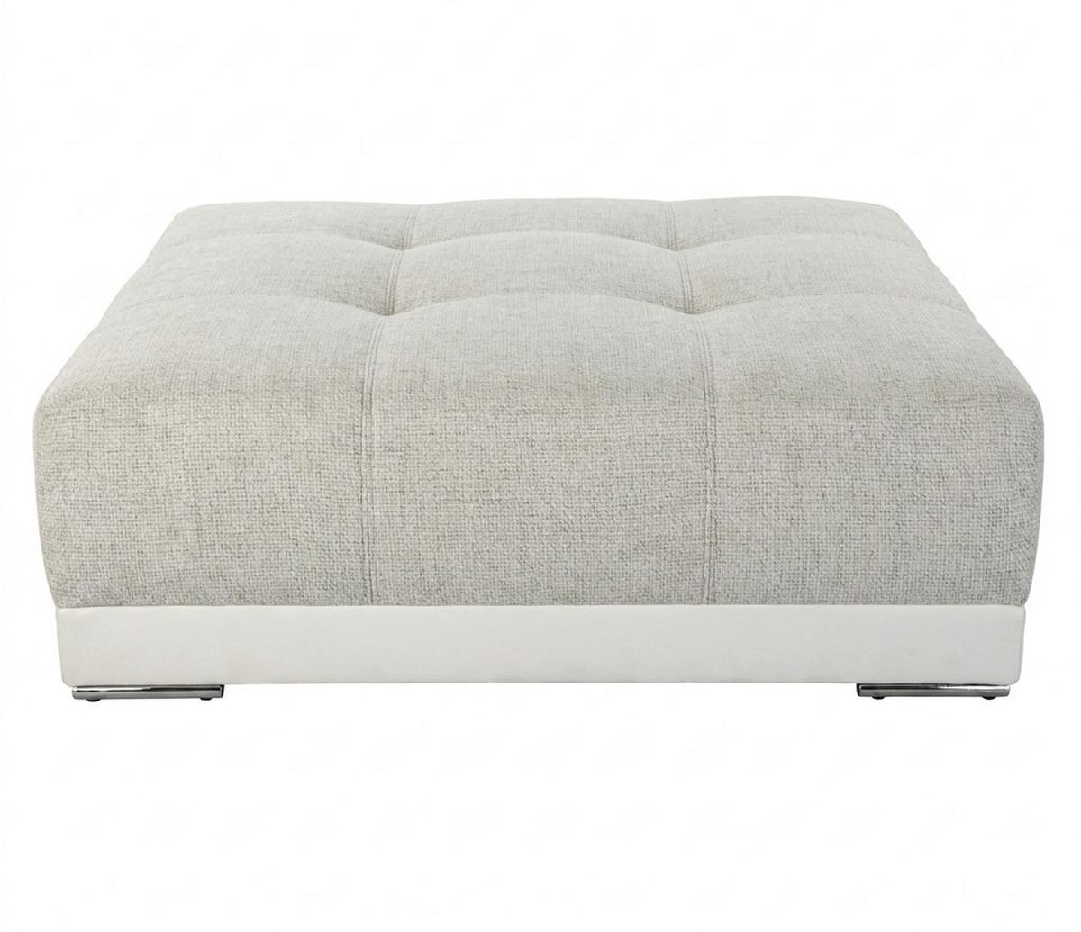 POLSTERHOCKER XXL Federkern B120/T120/H39 cm (passend zum BIG-SOFA) Kunstleder Weiß+Strukturstoff Grau Beige / 15138 - Chromfarben/Greige, Kunststoff/Textil (120/39/120cm) - luma-home