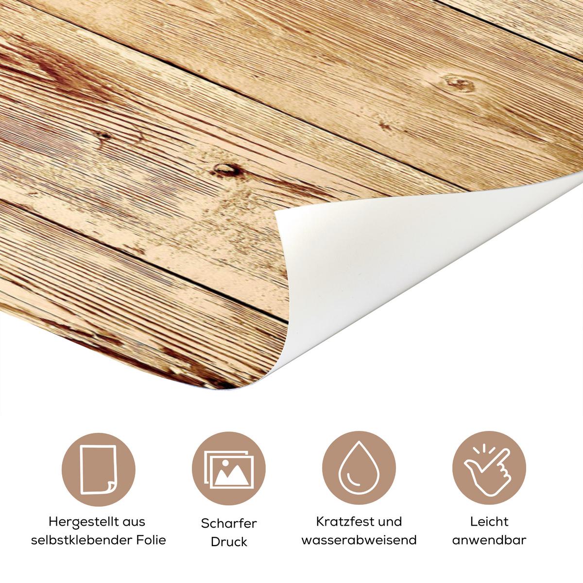 TÜRAUFKLEBER Holz - Vintage - Regal - Eiche Fototapete selbstklebend 80x205 cm - Türtapete - Honigeiche, Kunststoff (80/0.1cm) - MuchoWow