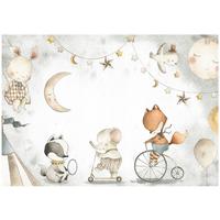 FOTOTAPETE Tiere Sterne Beige 312x219 cm - Multicolor, Papier (312/219cm) - Wallarena