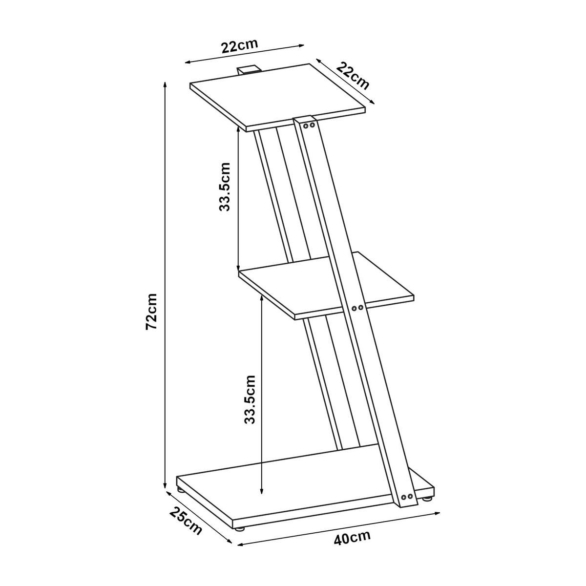 BEISTELLREGAL Rollag - Schwarz, Metall (25/40/72cm) - [en.casa]