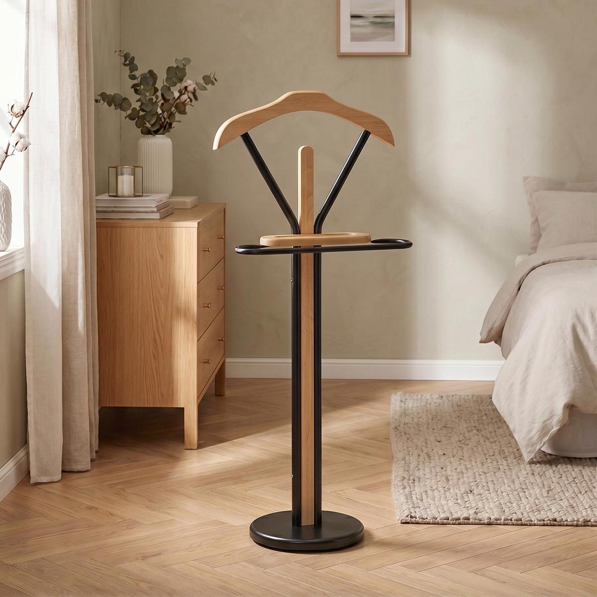 HERRENDIENER MATTEO Sonoma Eiche/schwarz - Schwarz/Sonoma Eiche, Metall (50/108/28cm) - IDIMEX