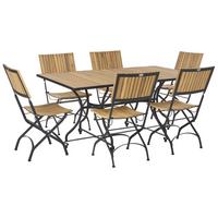 GARTENMÖBEL-SET 6-Sitzer Hellbraun Akazienholz klappbar Lascari - Hellbraun, Holz - Beliani
